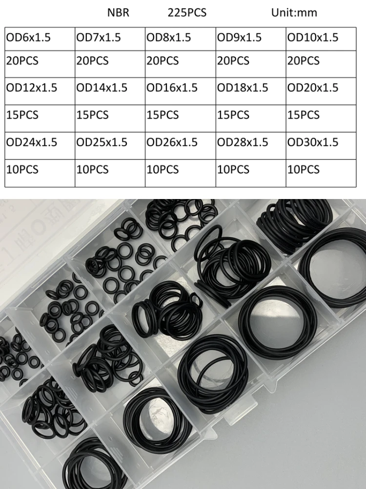 225 Adet OD 6-30mm NBR O Ring  - Auto Repair Cs incelemesi ve fiyatı